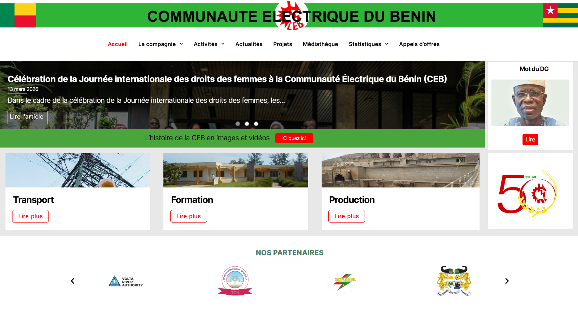 Refonte du site web de la Communauté Electrique du Bénin (CEB)