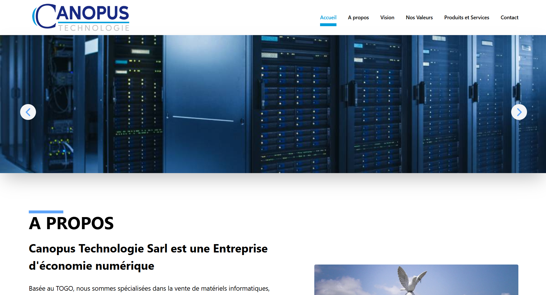 Développement du site vitrine de CANOPUS TECHNOLOGIE SARL